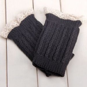 gray lace knitted boot cuffs